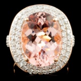 14K Rose Gold 7.66ct Morganite & 1.11ctw Diamond R