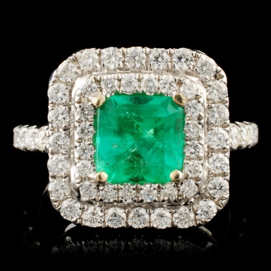 18K Gold 1.63ct Emerald & 0.98ctw Diamond Ring