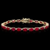 14k Gold 12.00ct Ruby & 0.50ct Diamond Bracelet