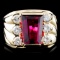 14K Gold 5.03ct Rubellite & 0.98ctw Diamond Ring