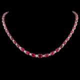 14K Gold 30.00ctw Ruby & 1.00ctw Diamond Necklace