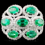 18K Gold 2.80ctw Emerald & 1.07ctw Diamond Ring