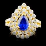 18K Gold 2.18ct Sapphire & 1.91ctw Diamond Ring