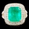 18K Gold 5.50ct Emerald & 1.09ctw Diamond Ring