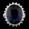 14K Gold 17.15ct Sapphire & 1.25ctw Diamond Ring