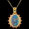 14K Gold 2.50ct Opal & 0.35ctw Diamond Pendant