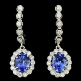 14K Gold 4.00ct Tanzanite & 1.40ctw Diamond Earrin