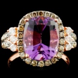 14K Gold 3.40ct Amethyst & 0.81ctw Diamond Ring