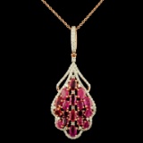 14K Gold 3.89ct Ruby & 0.75ctw Diamond Pendant