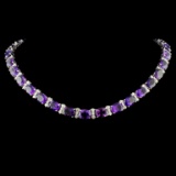 14K Gold 61.00ctw Amethyst & 2.63ctw Diam Necklace