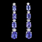 14k Gold 7.00ct Tanzanite & 0.50ct Diamond Earrin