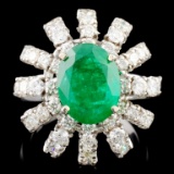 14K Gold 3.18ct Emerald & 1.76ctw Diamond Ring