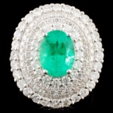 18K Gold 2.27ct Emerald & 2.40ctw Diamond Ring