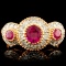 18K Gold 1.06ct Ruby & 0.46ctw Diamond Ring