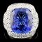 18K Gold 12.50ct Tanzanite & 2.28ctw Diamond Ring