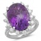 14K Gold 12.00ct Amethyst & 1.15ct Diamond Ring