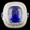 18K Gold 10.44ct Tanzanite & 1.90ctw Diamond Ring