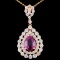 18K Gold 2.99ct Sapphire & 1.77ctw Diamond Pendant