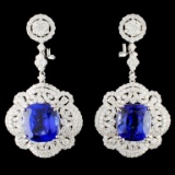 18K Gold 16.98ctw Tanzanite & 4.55ctw Diamond Earr