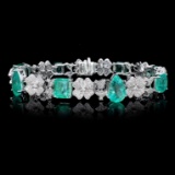 18K Gold 14.56ct Emerald & 2.16ct Diamond Bracelet