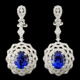 18K Gold 5.18ct Tanzanite & 3.32ctw Diamond Earrin