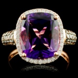 14K Gold 5.03ct Amethyst & 0.57ctw Diamond Ring