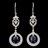 18K Gold 1.30ctw Sapphire & 0.58ctw Diamond Earrin