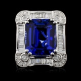 18K Gold 10.71ct Tanzanite & 1.70ctw Diamond Ring