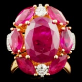 14K Gold 8.64ct Ruby & 0.48ctw Diamond Ring