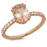 14K Gold 1.00ct Morganite & 0.20ct Diamond Ring