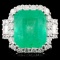 18K Gold 7.93ct Emerald & 1.67ctw Diamond Ring