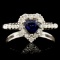 18K Gold 0.67ct Sapphire & 0.34ctw Diamond Ring