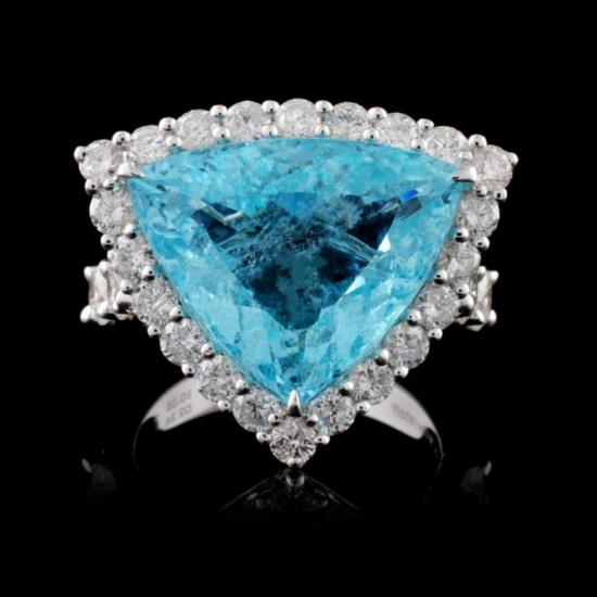 18K Gold 10.03ct Paraiba & 2.24ct Diamond Ring