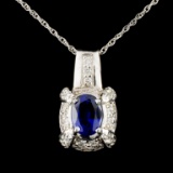 14K Gold 2.31ct Sapphire & 0.63ctw Diamond Pendant