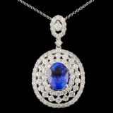 18K Gold 2.09ct Tanzanite & 1.86ctw Diamond Pendan