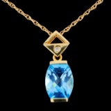 14K Gold 2.41ct Topaz & 0.02ct Diamond Pendant