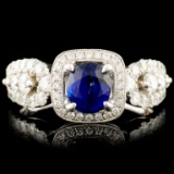 18K Gold 0.90ct Sapphire & 0.91ctw Diamond Ring