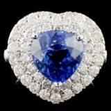 18K Gold 4.57ct Sapphire & 1.82ctw Diamond Ring