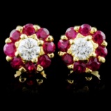 18K Yellow Gold 1.30ct Ruby & 0.49ct Diamond Earri