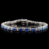 14K White Gold 9.87ct Sapphire & 0.92ct Diamond Br