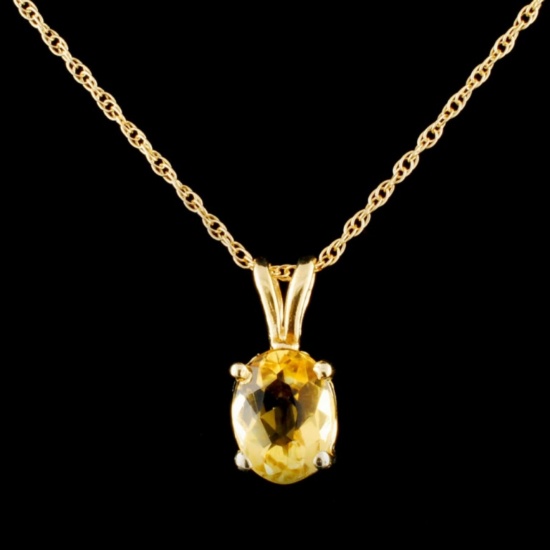 14K Gold 1.30ct Citrine Pendant