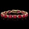 14k Gold 40.00ct Ruby & 1.50ct Diamond Bracelet