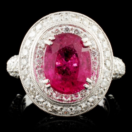 18K Gold 3.09ct Tourmaline & 2.00ctw Diamond Ring