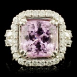 18K Gold 8.23ct Kunzite & 1.35ctw Diamond Ring