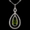 14K White Gold 9.29ct Peridot & 1.95ct Diamond Nec