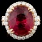 18K Gold 11.15ct Rubellite & 1.26ctw Diamond Ring