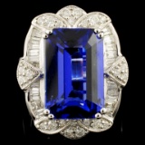 18K Gold 11.10ct Tanzanite & 1.54ctw Diamond Ring