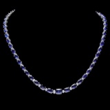 14k Gold 30.00ct Sapphire & 1.00ct Diam Necklace