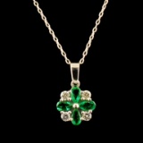 14K Gold 1.50ct Emerald & 0.20ct Diamond Pendant