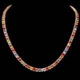 14k Gold 40.00ct Sapphire & 1.00ct Diam Necklace